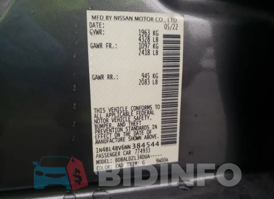 1N4BL4BV6NN384544 Photo# 12