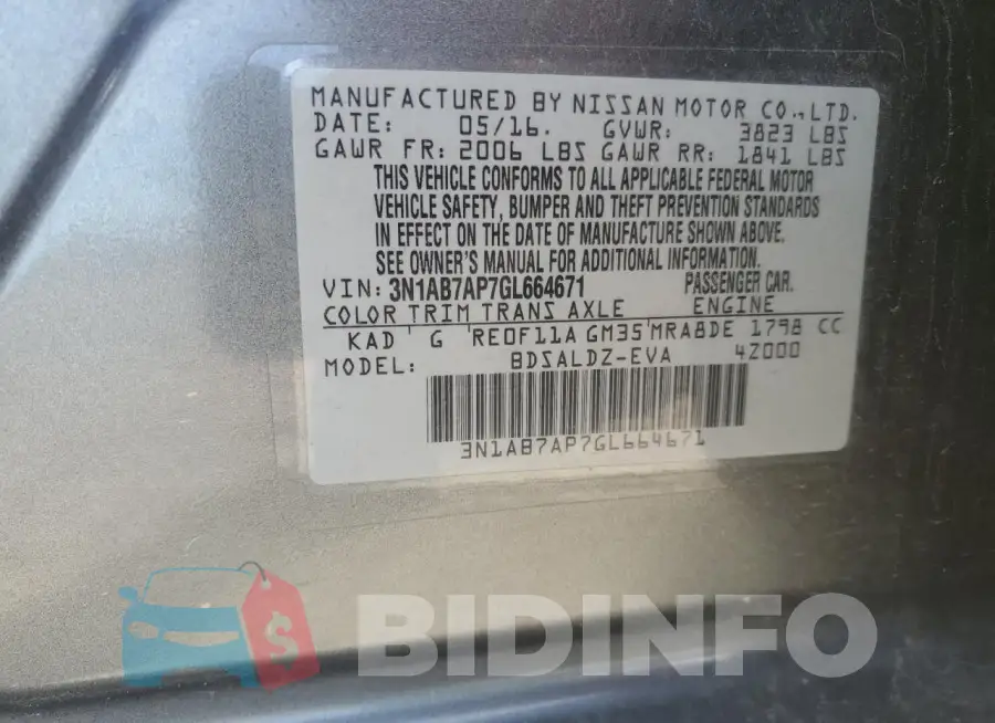 3N1AB7AP7GL664671 Photo# 12