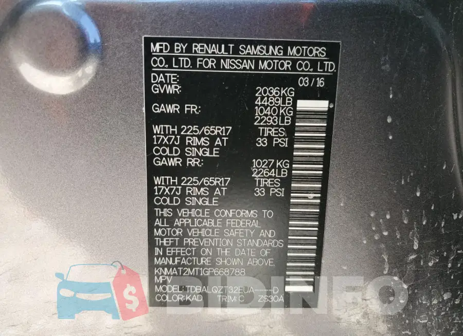 KNMAT2MT1GP668788 Photo# 13