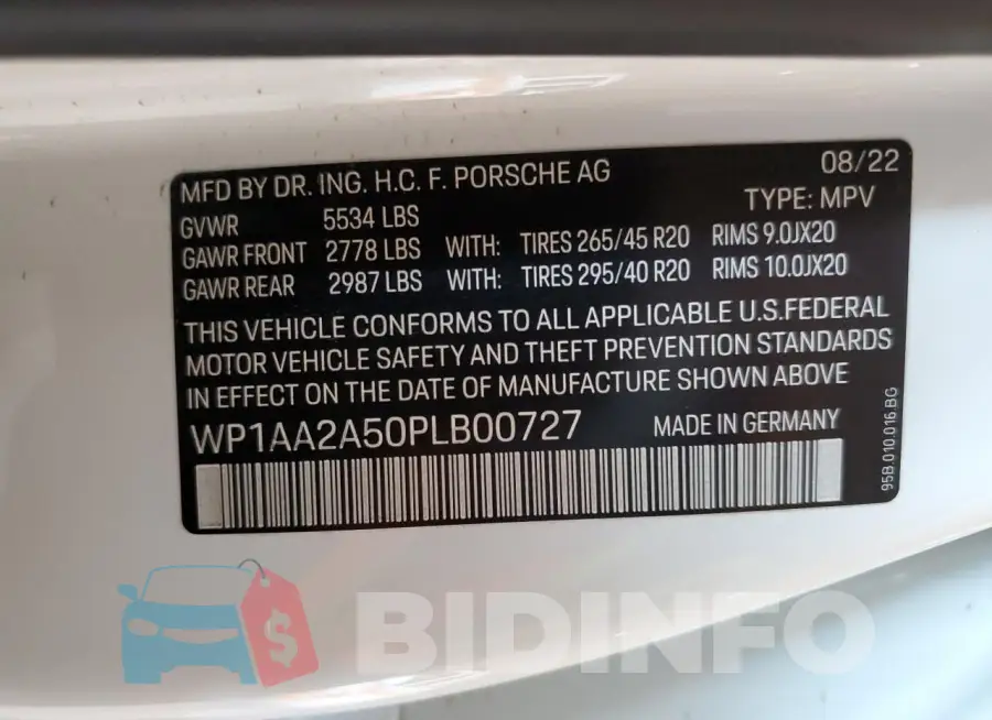 WP1AA2A50PLB00727 Photo# 12