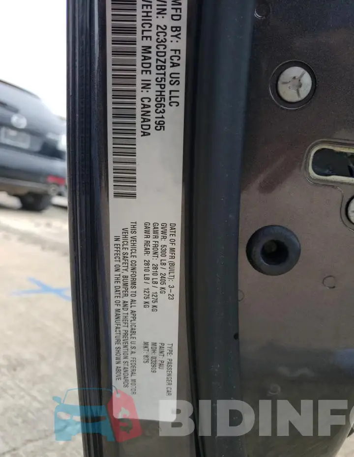 2C3CDZBT5PH563195 Photo# 12