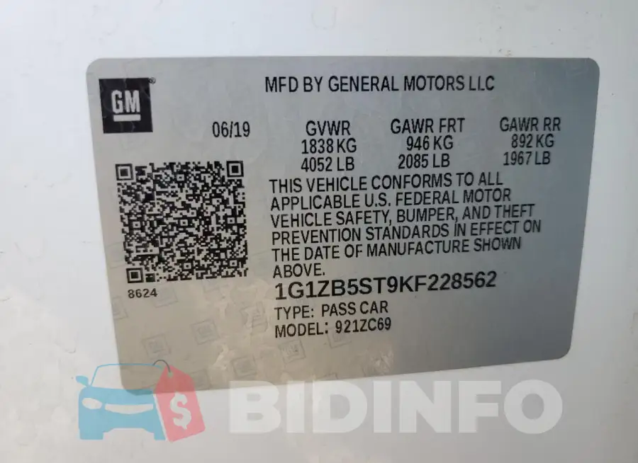 1G1ZB5ST9KF228562 Photo# 12