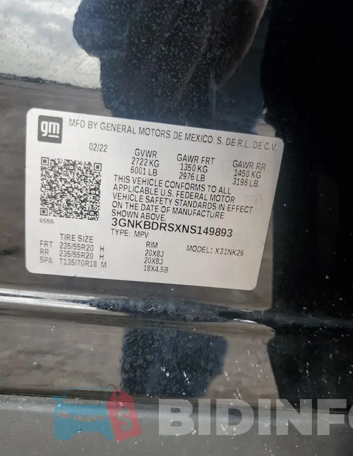3GNKBDRSXNS149893 Photo# 13