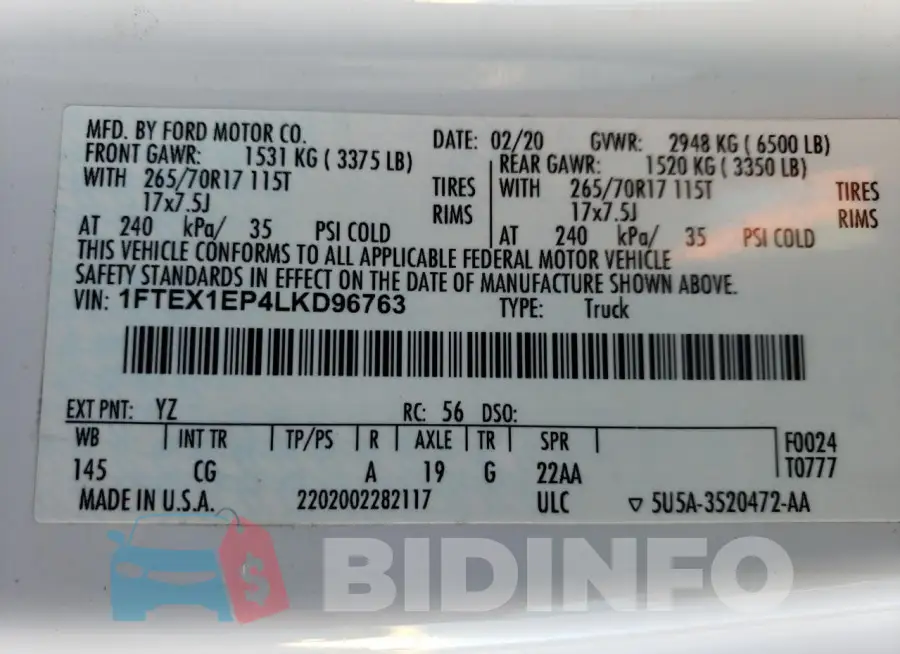 1FTEX1EP4LKD96763 Photo# 12