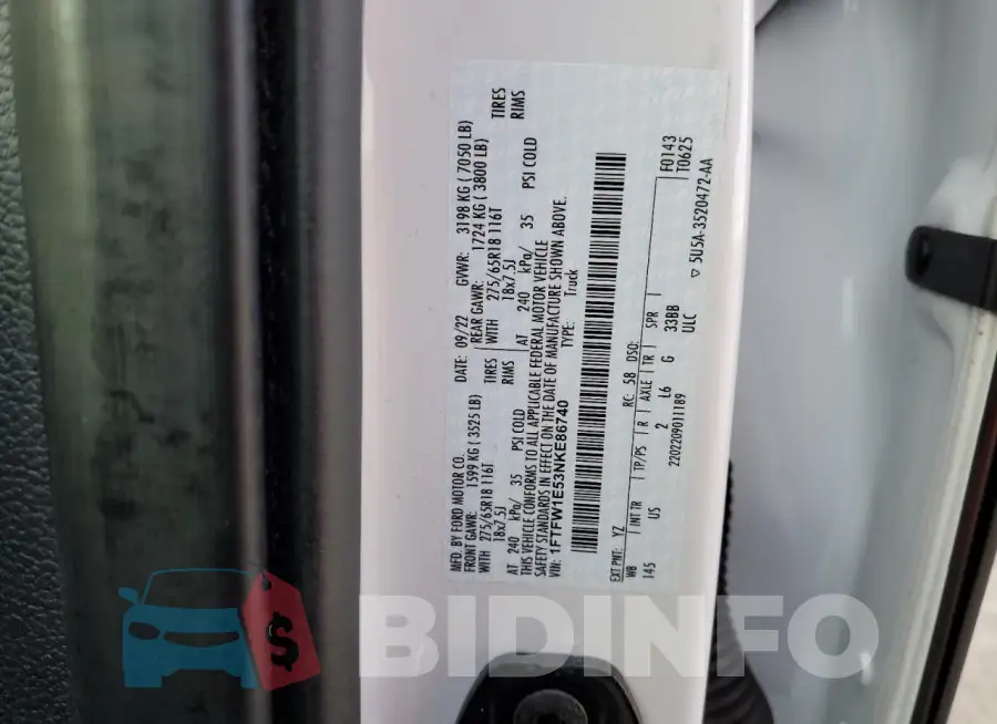 1FTFW1E53NKE86740 Photo# 12