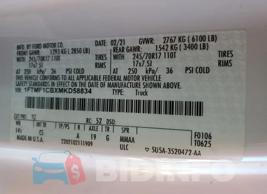 1FTMF1CBXMKD58834 Photo# 12