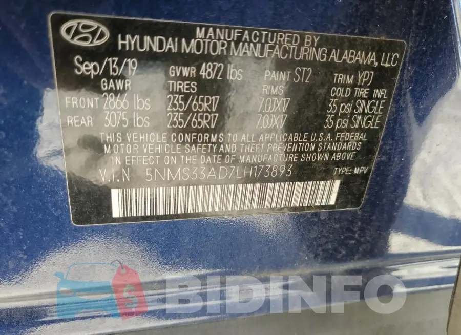 5NMS33AD7LH173893 Photo# 14