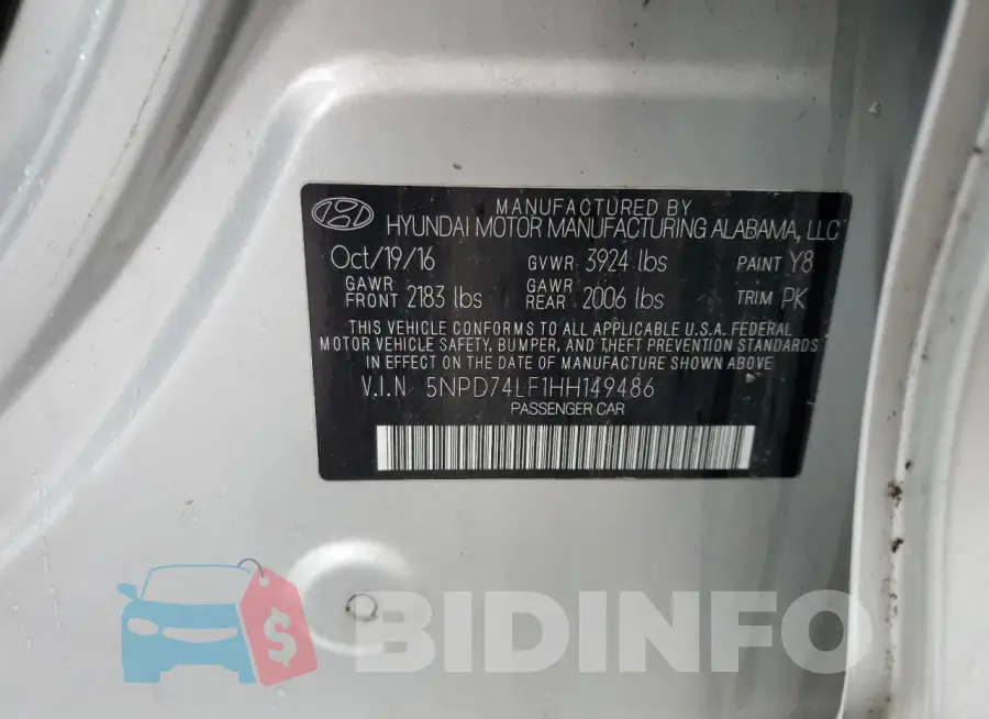 5NPD74LF1HH149486 Photo# 12