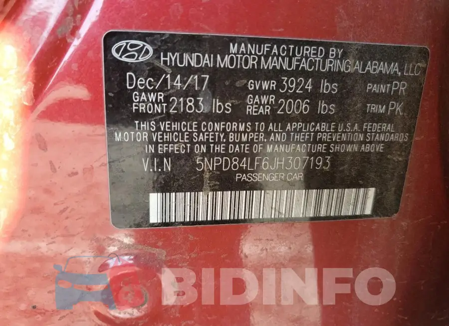 5NPD84LF6JH307193 Photo# 12