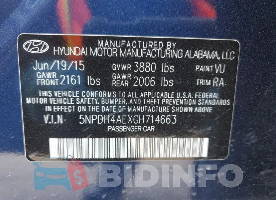 5NPDH4AEXGH714663 Photo# 12