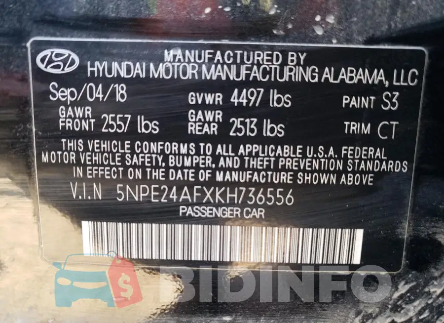 5NPE24AFXKH736556 Photo# 13