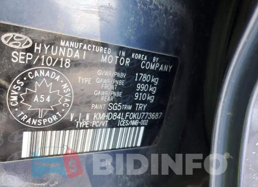 KMHD84LF0KU773687 Photo# 13