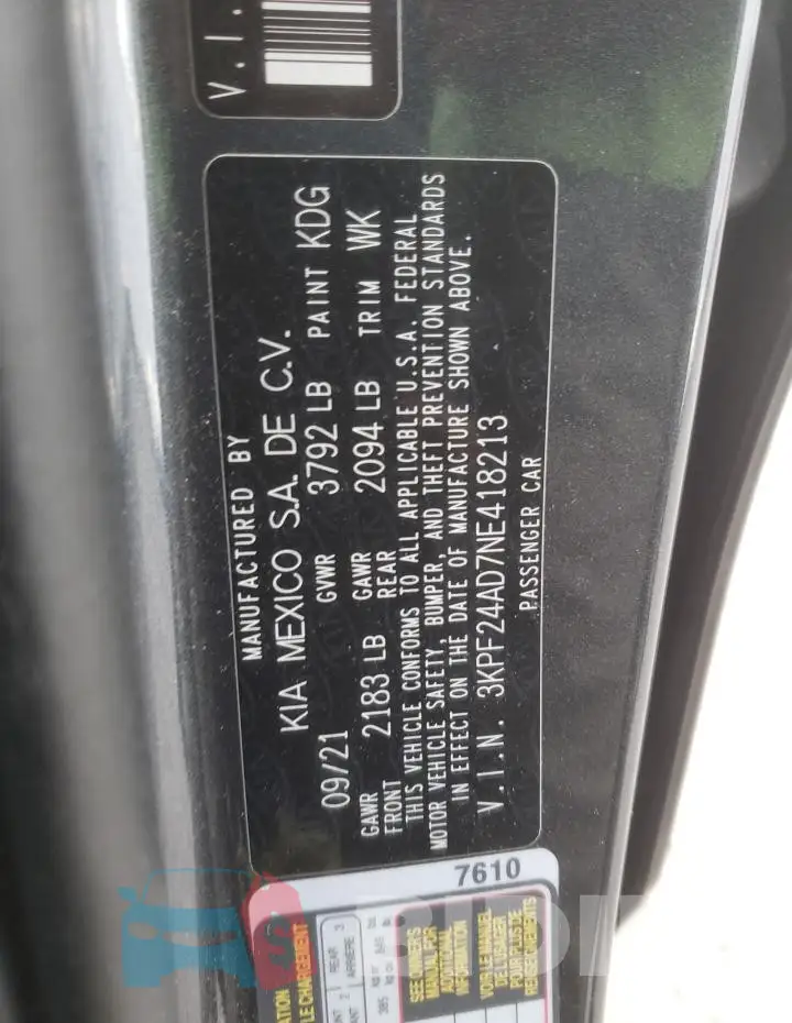 3KPF24AD7NE418213 Photo# 13
