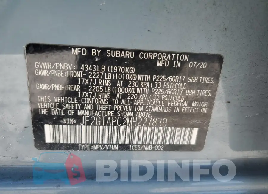 JF2GTAPC2MH227839 Photo# 12