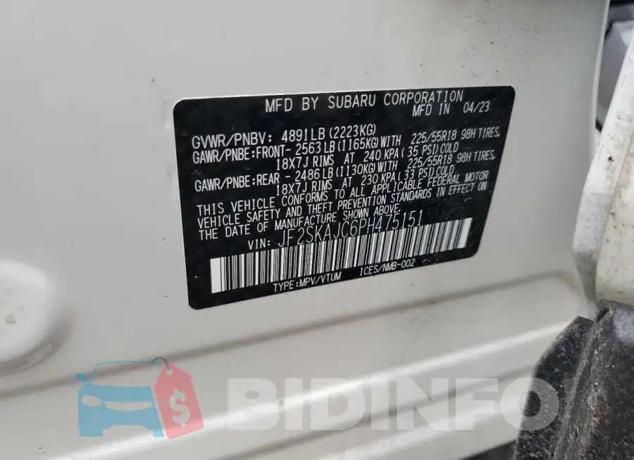 JF2SKAJC6PH475151 Photo# 13