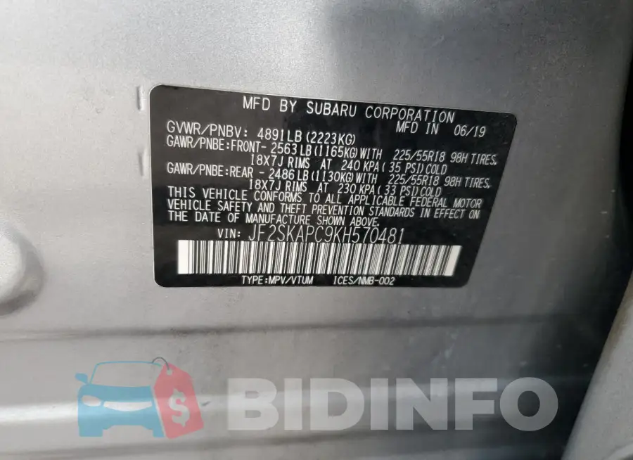JF2SKAPC9KH570481 Photo# 13