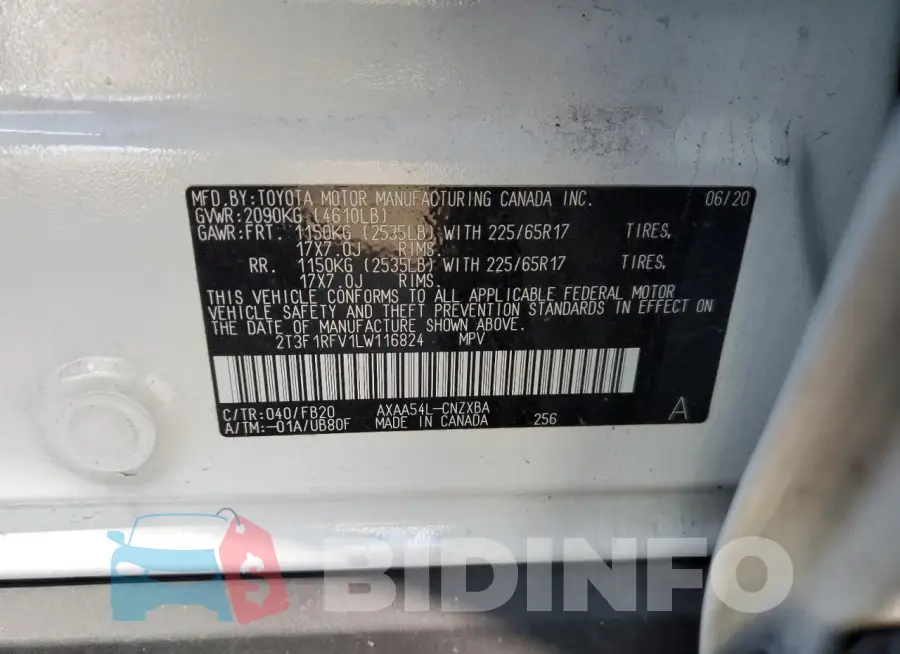 2T3F1RFV1LW116824 Photo# 13