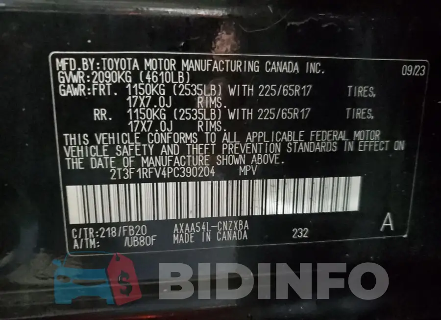 2T3F1RFV4PC390204 Photo# 14
