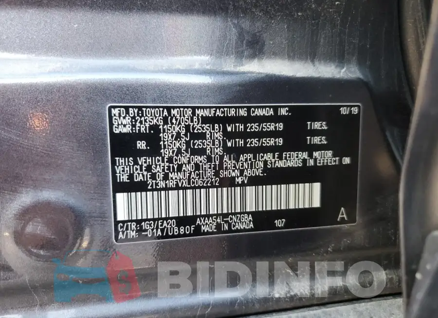 2T3N1RFVXLC062212 Photo# 14