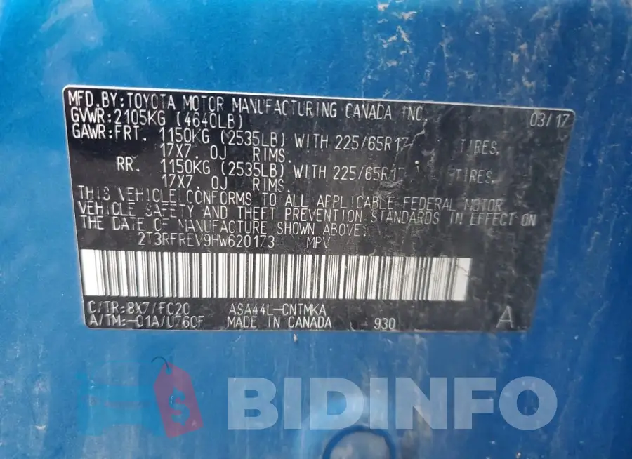 2T3RFREV9HW620173 Photo# 13