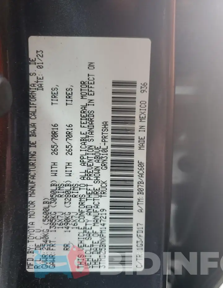 3TMDZ5BNXPM147219 Photo# 12
