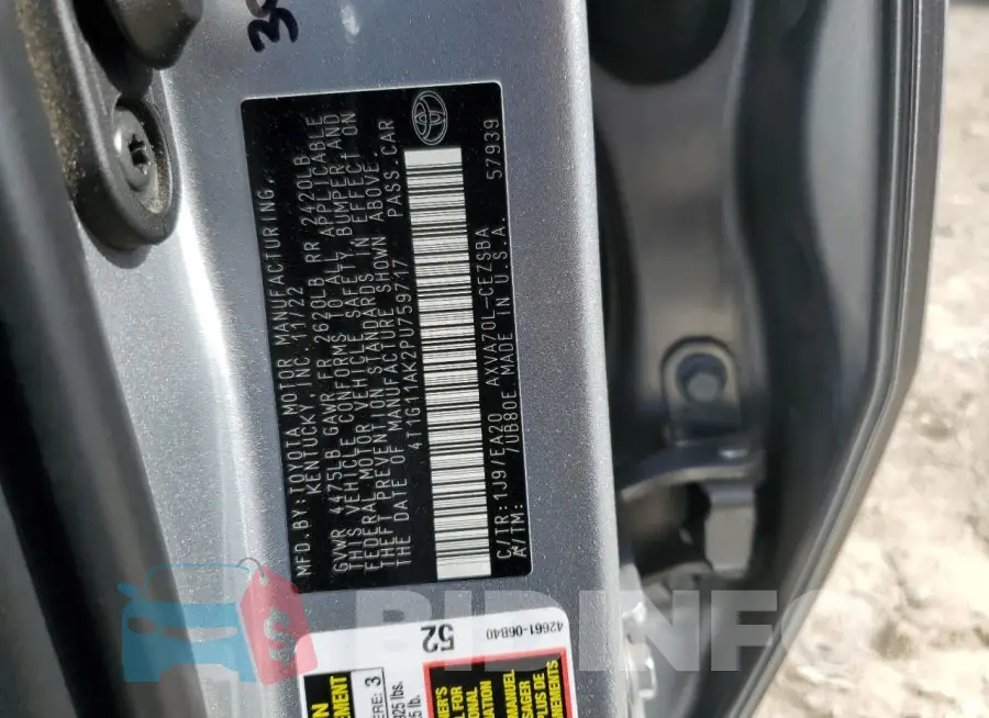 4T1G11AK2PU759717 Photo# 12