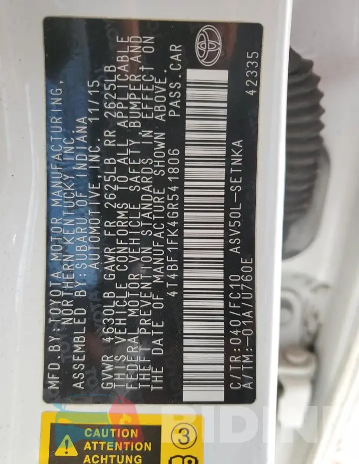 4T4BF1FK4GR541806 Photo# 13