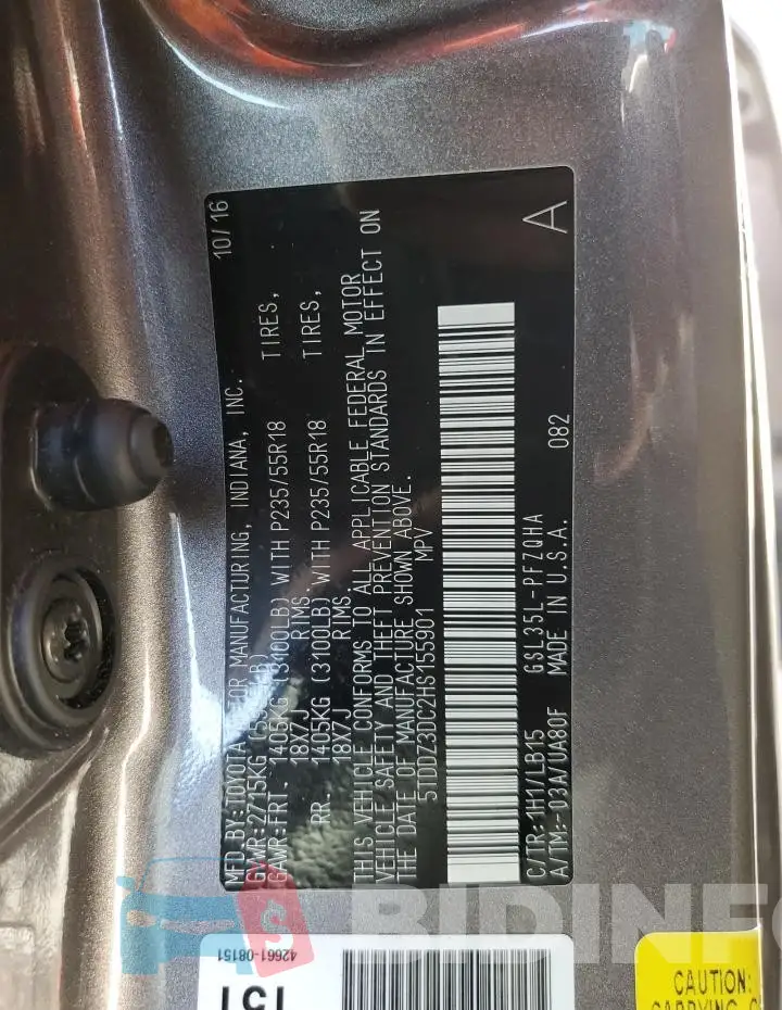 5TDDZ3DC2HS155901 Photo# 13