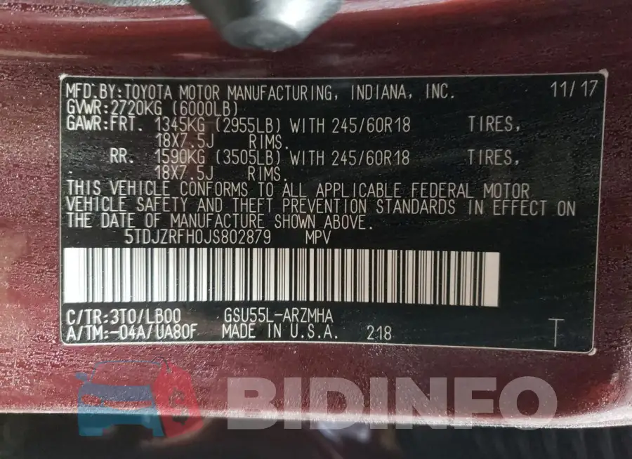 5TDJZRFH0JS802879 Photo# 13