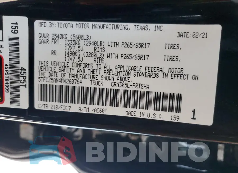 5TFCZ5AN4MX260764 Photo# 13