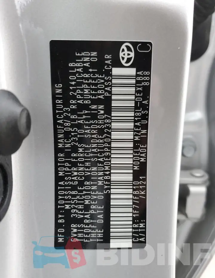 5YFB4MDE9PP072387 Photo# 12