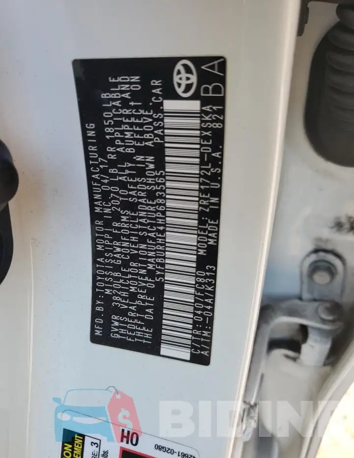 5YFBURHE4HP683565 Photo# 13