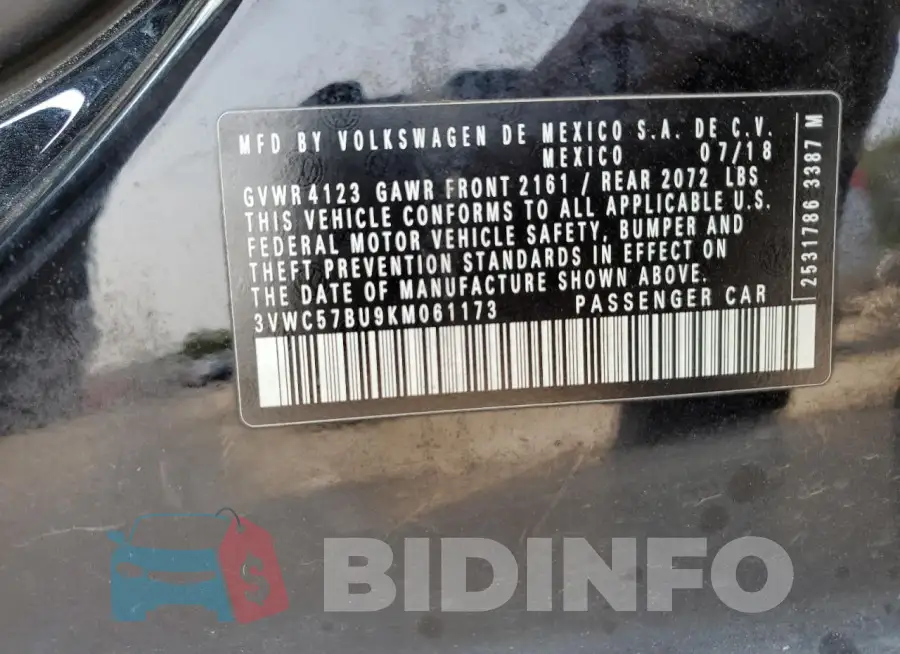 3VWC57BU9KM061173 Photo# 12