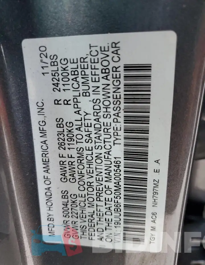 19UUB6F50MA005461 Photo# 12