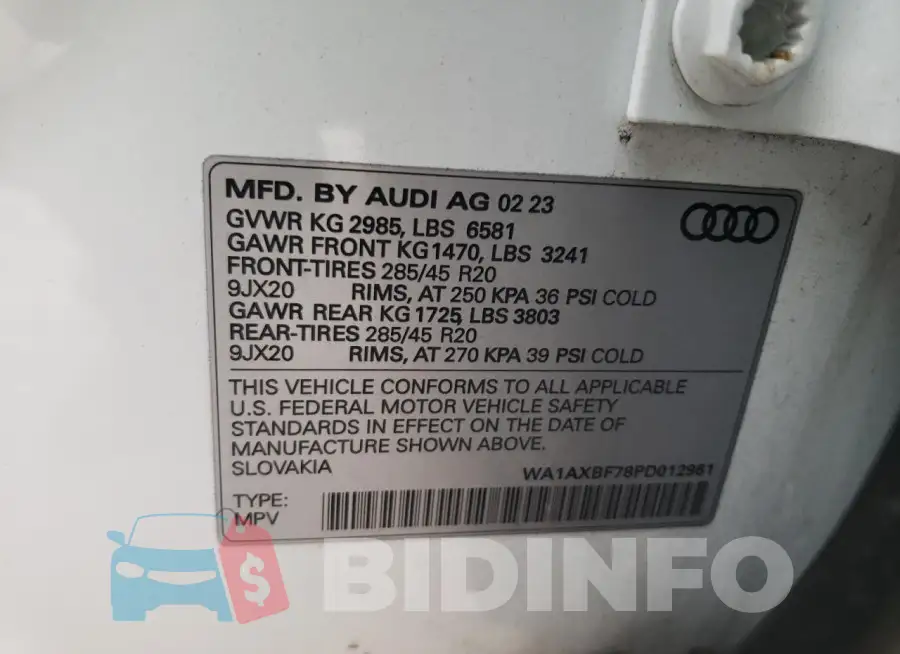 WA1AXBF78PD012961 Photo# 13
