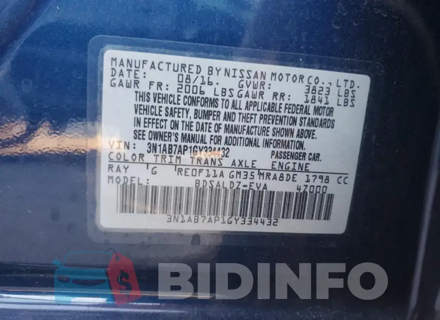 3N1AB7AP1GY334432 Photo# 12