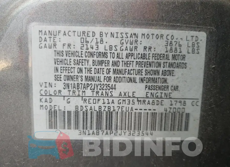 3N1AB7AP2JY323544 Photo# 12