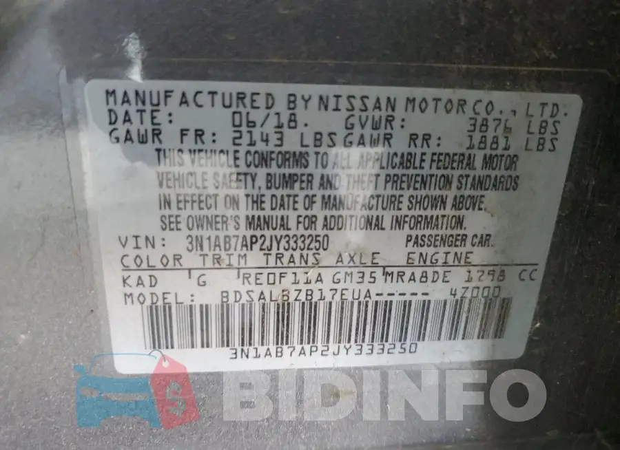 3N1AB7AP2JY333250 Photo# 12