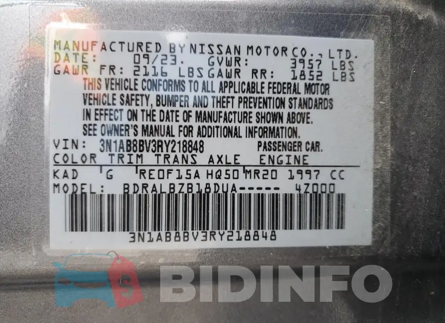 3N1AB8BV3RY218848 Photo# 12