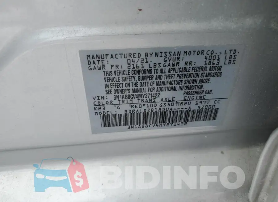 3N1AB8CV4MY271422 Photo# 12