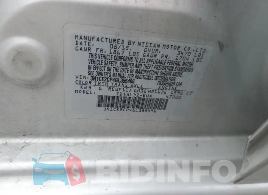 3N1CE2CP4GL355496 Photo# 12