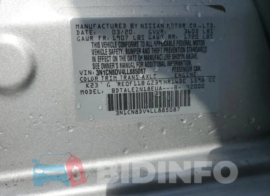 3N1CN8DV4LL885087 Photo# 12