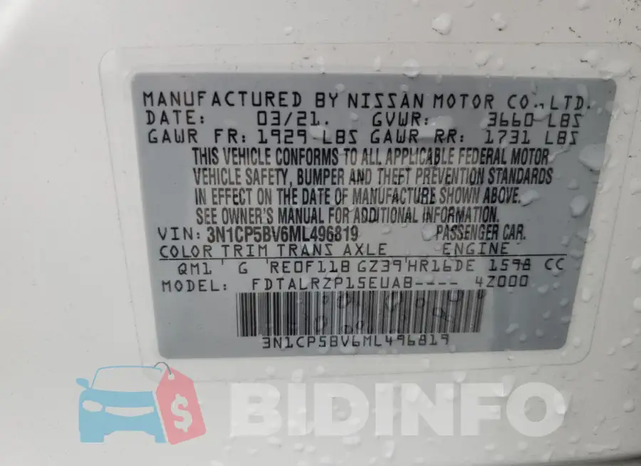 3N1CP5BV6ML496819 Photo# 13