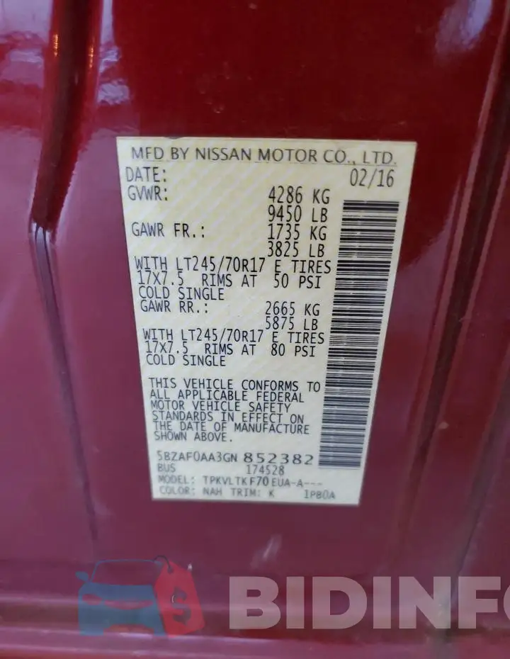5BZAF0AA3GN852382 Photo# 14