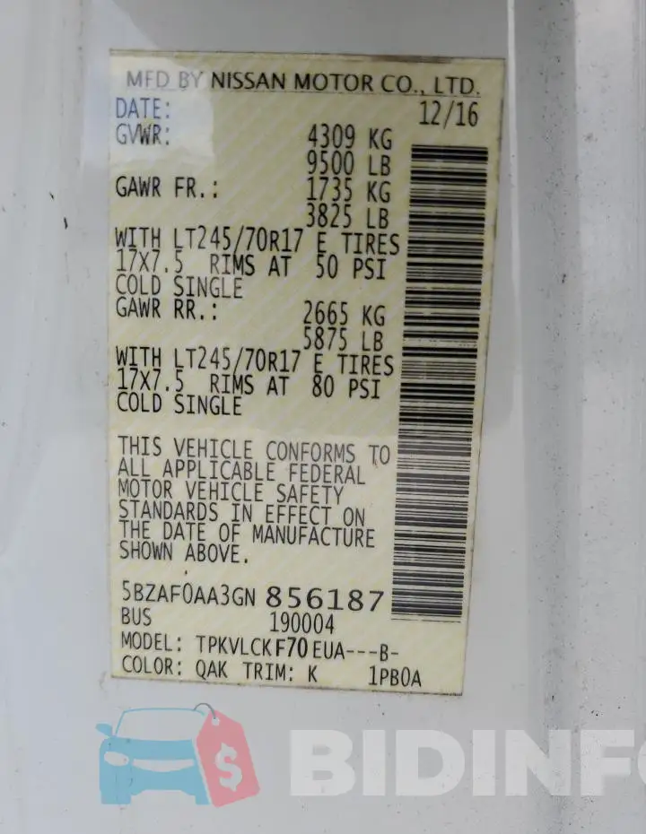 5BZAF0AA3GN856187 Photo# 14