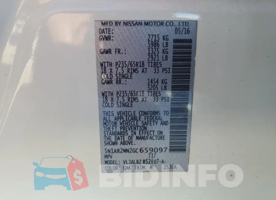 5N1AR2MN2GC659097 Photo# 13