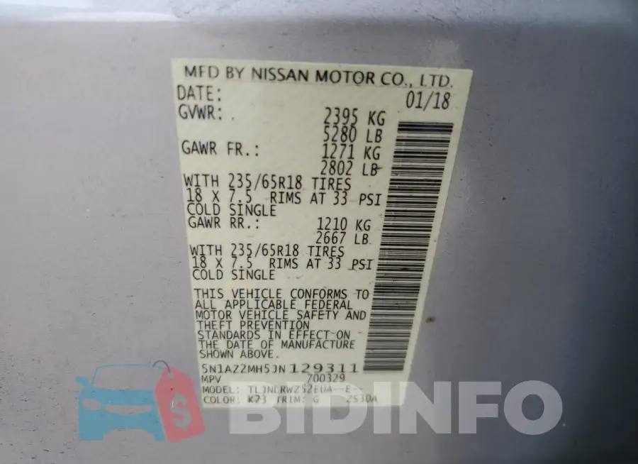 5N1AZ2MH5JN129311 Photo# 13