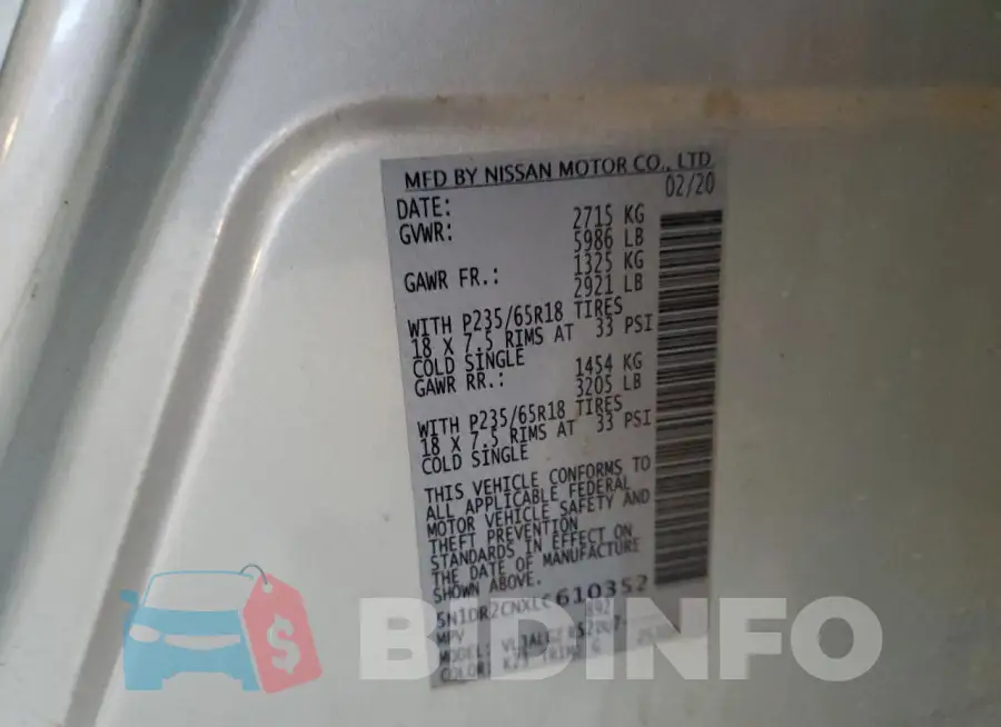 5N1DR2CNXLC610352 Photo# 14