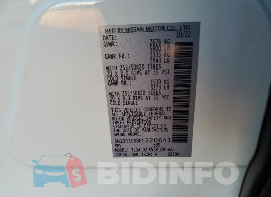 5N1DR3CB8PC220643 Photo# 13