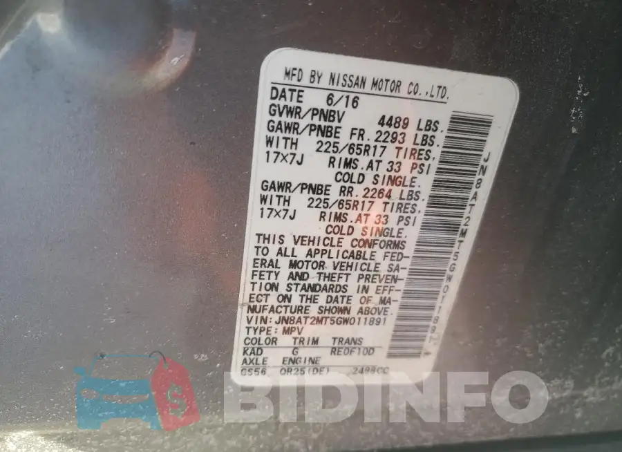 JN8AT2MT5GW011891 Photo# 13